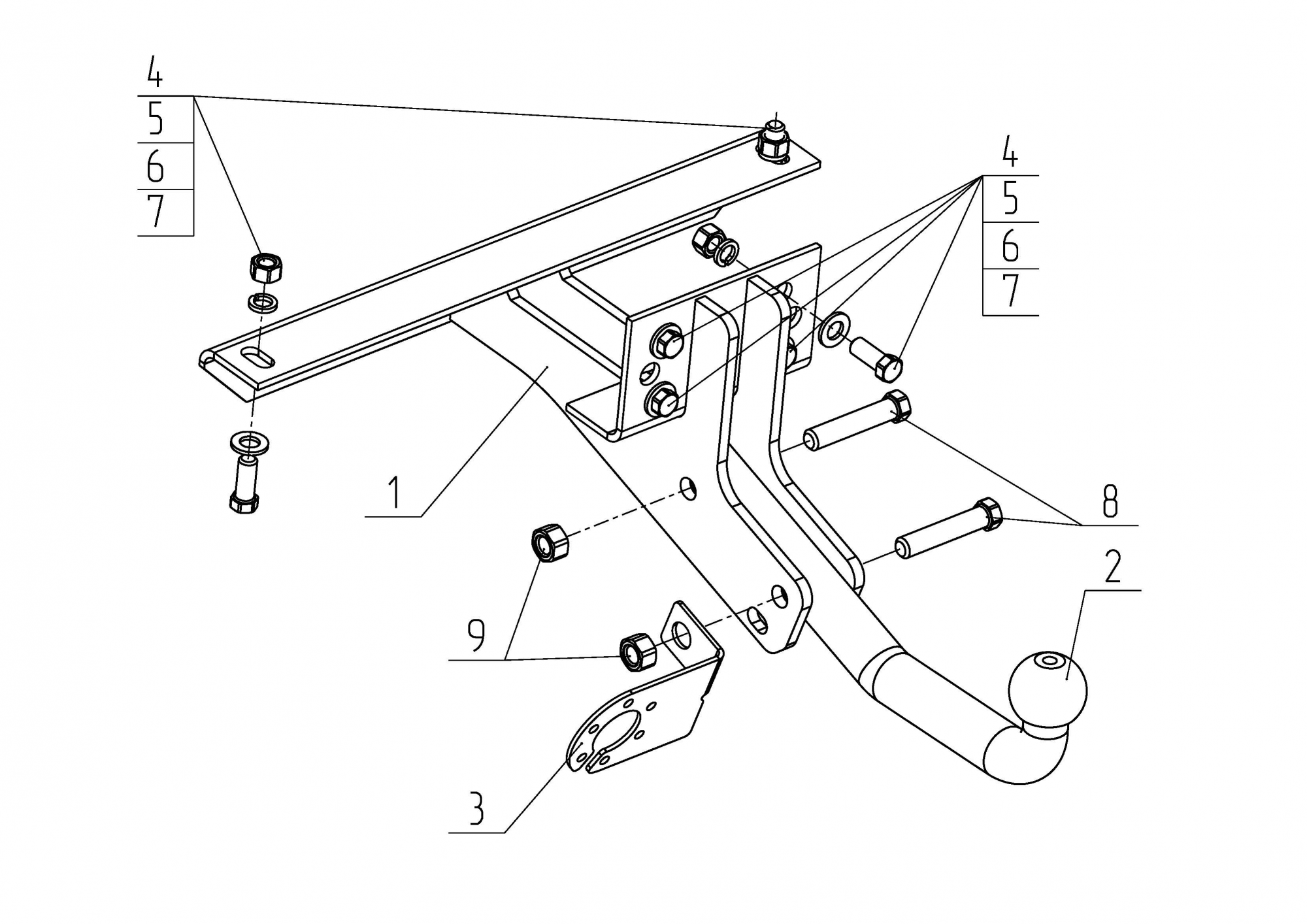 Фаркоп AvtoS UAZ-04 для УАЗ Patriot 2005-..., условно съемный шар (тип A)