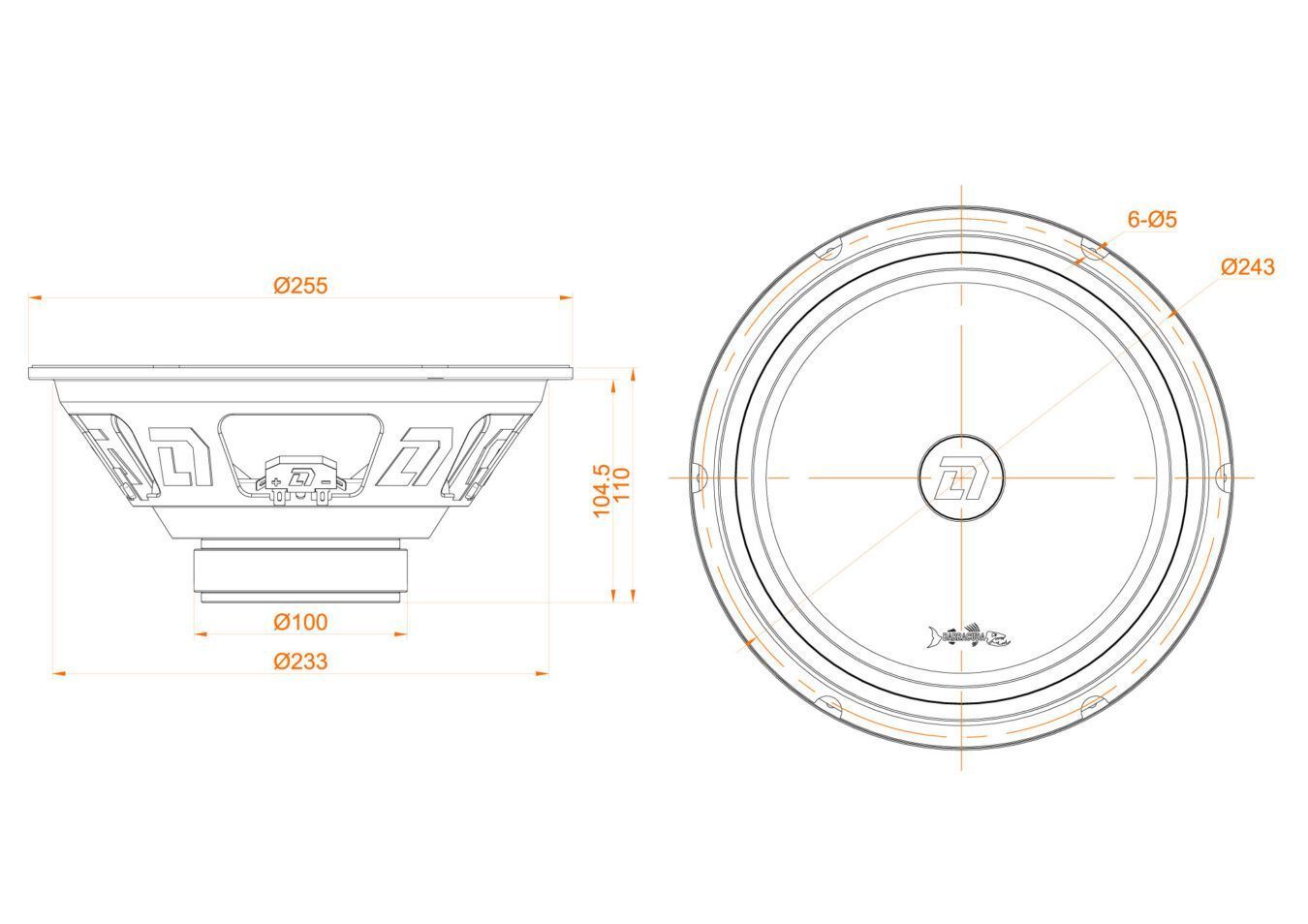 DL Audio Barracuda 250 V.2, среднечастотные динамики