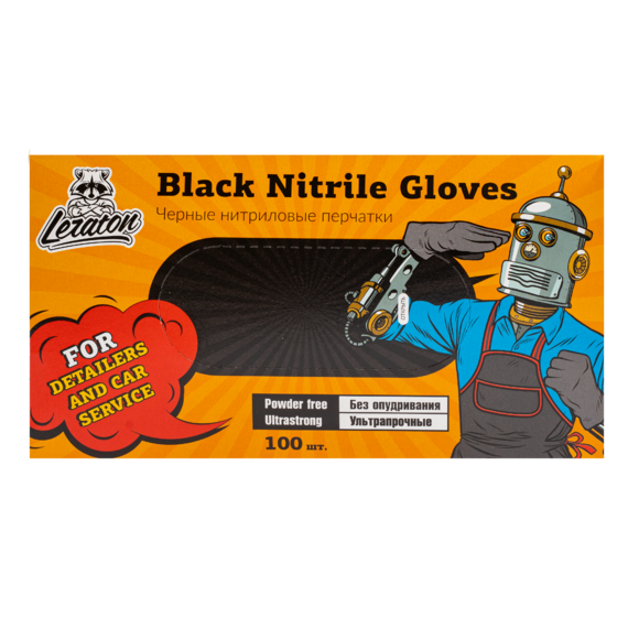 Перчатки нитриловые, черные LERATON, L 100шт