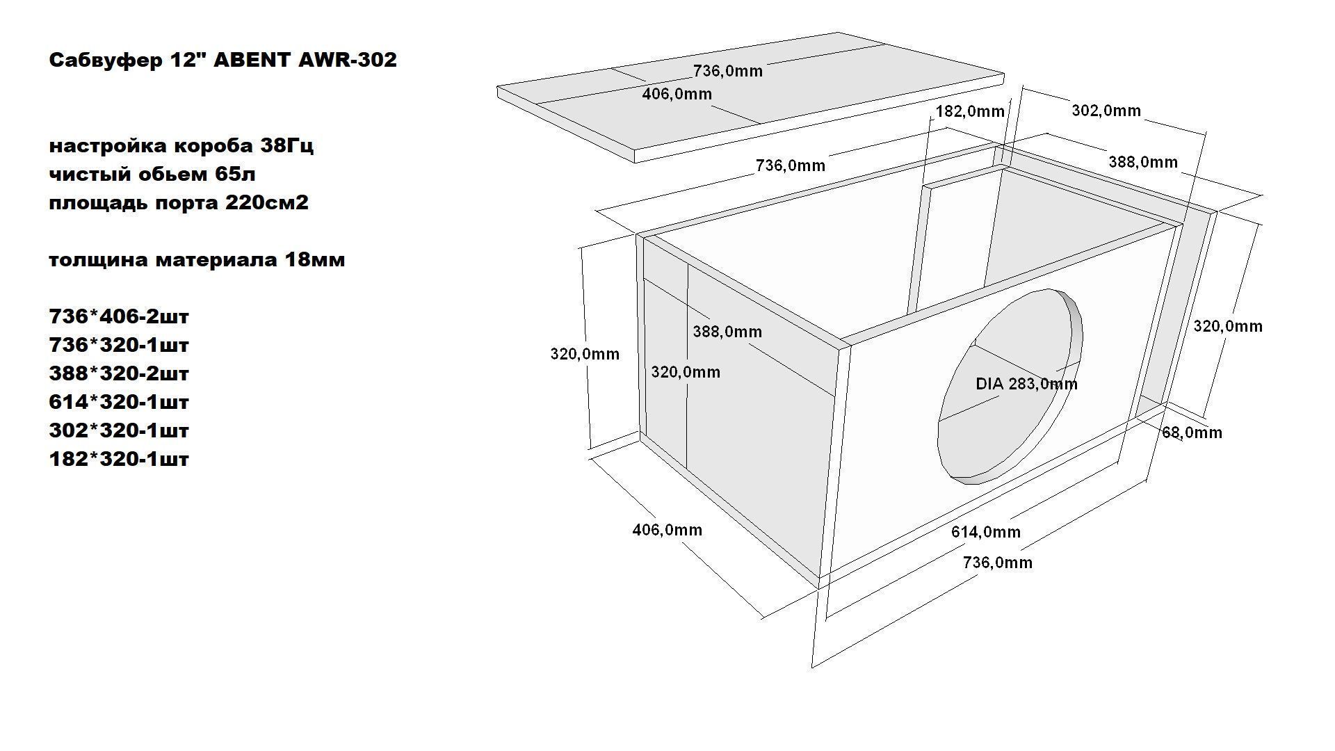 ABENT AWR-302 сабвуфер