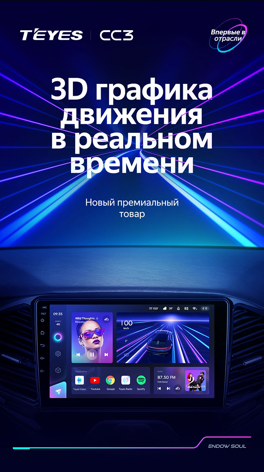 Магнитола Teyes CC3 360 10.2" 6/128Гб (Android 10, 4G, DSP, QLed) - круговой обзор